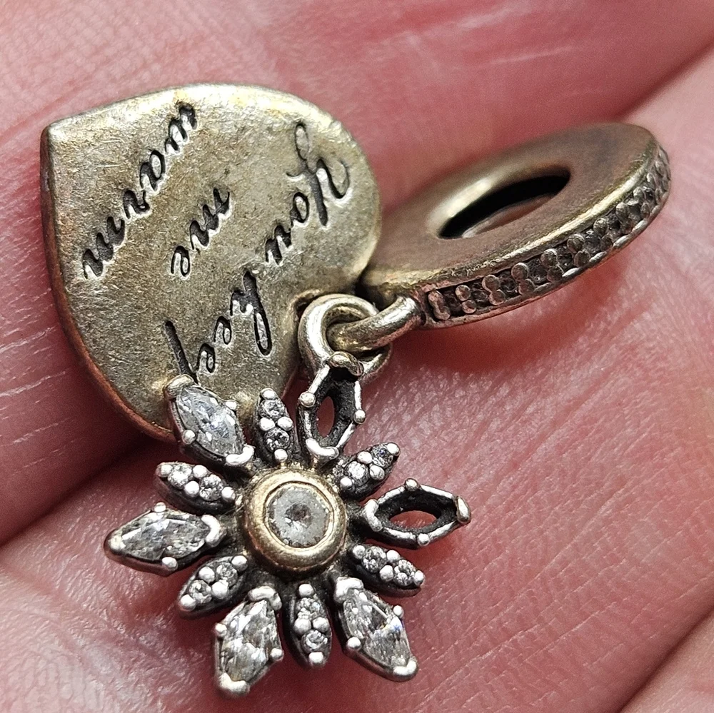 Pandora Charm You Keep Me Warm Snowflake Heart Dangles Silve4 925 ALE